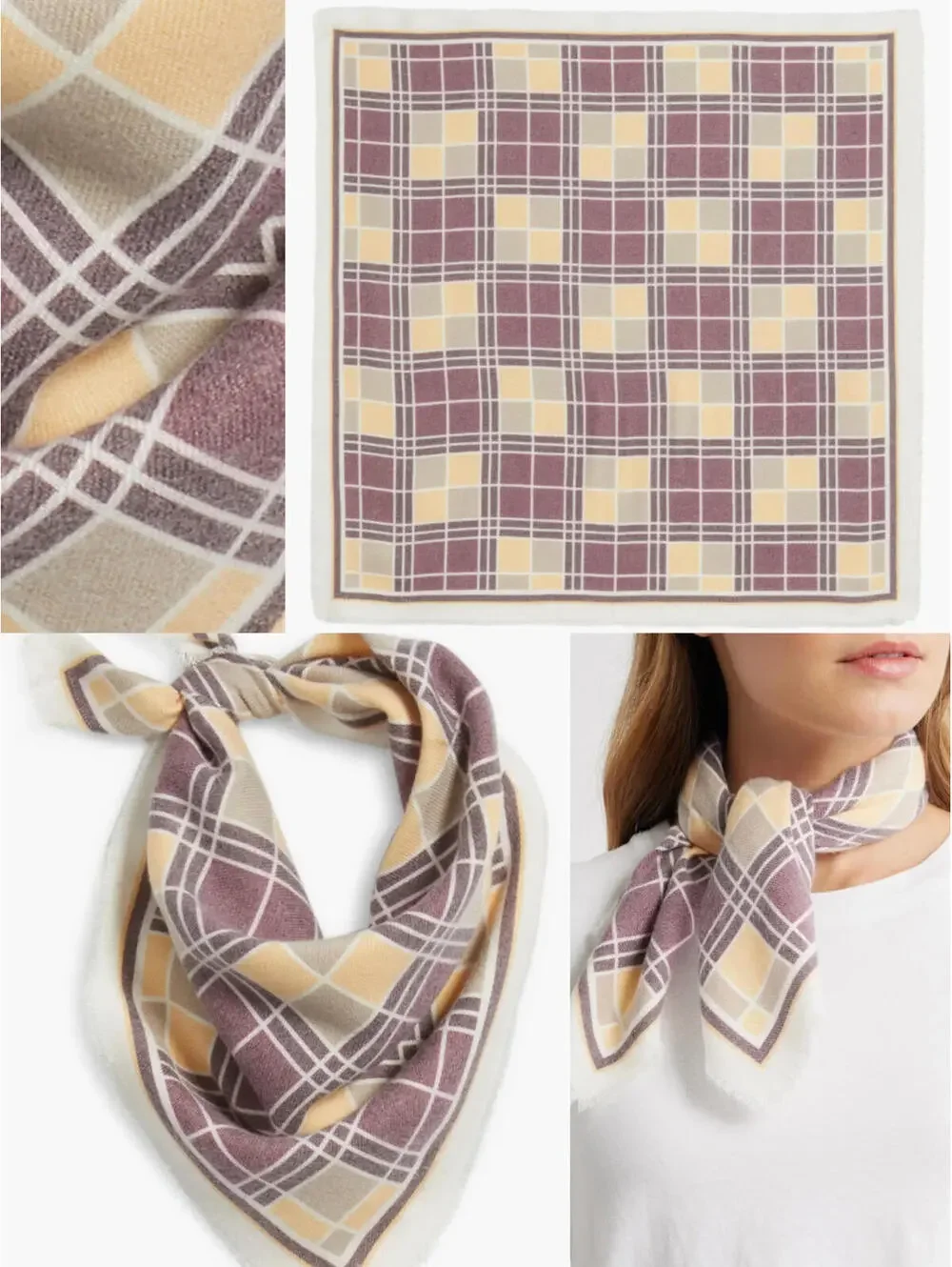 Treasure & Bond Fringe Bandana Scarf NWT Geo Grid